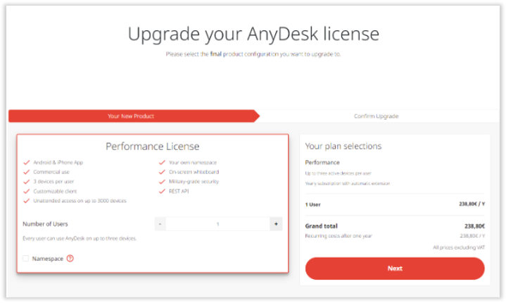 upgrade license website